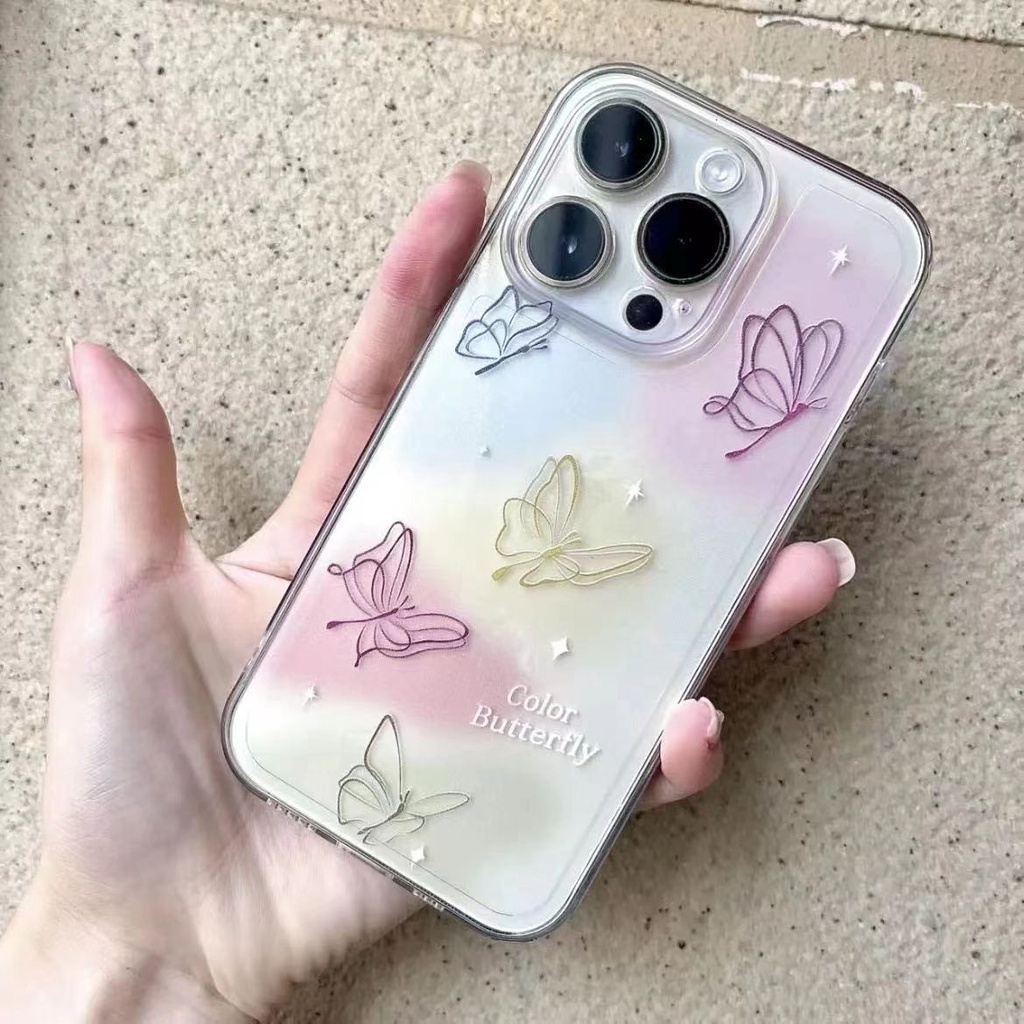 เคสโทรศัพท์มือถือ ซิลิโคนนุ่ม ใส ลายผีเสื้อในฝัน หลากสี สําหรับ 15 14 13 12 Pro Max 11 XS XR X 8 7 6 6S Plus 12Mini 13Mini SE2020