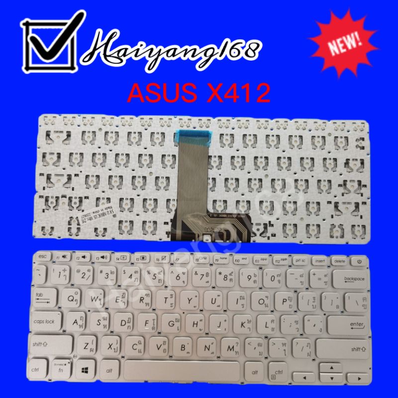 Keyboard คีย์บอร์ดใช้กับ Asus Vivobook 14 X412 X412UB X412UA X412U X412FA X412F สีเงิน ภาษาไทย-อังกฤ