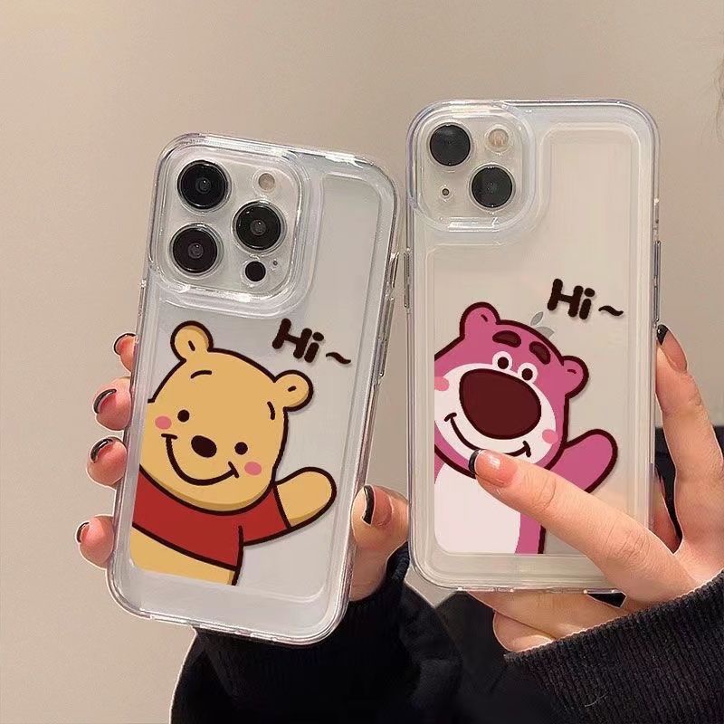 เคสโทรศัพท์มือถือ ซิลิโคนนิ่ม TPU ใส ลายหมี Lotso Winnie สําหรับ iPhone 15 11 14 Pro 12 13 Mini XS Max X XR 7 8 6 6S Plus SE2020