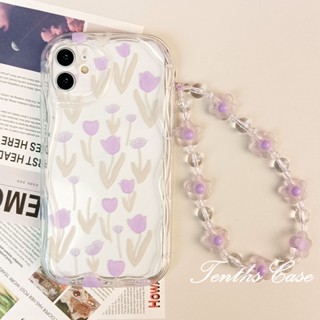 เคสโทรศัพท์มือถือ ซิลิโคน ขอบโค้ง ลายดอกทิวลิป สีม่วง 3D พร้อมสายคล้อง สําหรับ Infinix Hot 30i 30Play 20i 20Play Smart 7 5 2020 Note 12 G96 Smart 6 6Plus Hot 8 10 Lite Hot 12 11 10 Play