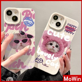 Mowin - เข้ากันได้สำหรับ เคสไอโฟน เคสไอโฟน11 เคส iphone 11 เป็นมิตรกับสิ่งแวดล้อมสีขาวกรณีนุ่มปกป้องกล้องกันกระแทกน่ารักแมวแว่นกันแดดหมวกเข้ากันได้กับ iPhone 13 PRO MAX 12 PRO MAX 11 XR XS 7