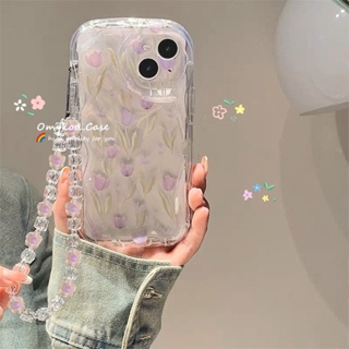 เคสโทรศัพท์มือถือแบบนิ่ม ลายดอกทิวลิป พร้อมสายโซ่คล้อง สําหรับ Huawei Nova 5T 7i P 50 40 30 Pro Mate 50 40 30 Pro Nova 8se 8i