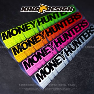 สติกเกอร์สะท้อนแสง ลาย MONEY HUNTERS ไล่โทนสี สําหรับติดตกแต่งหน้าต่างรถยนต์