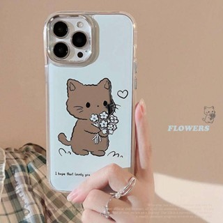 เคสโทรศัพท์มือถือนิ่ม ลายดอกไม้ ลูกแมวน่ารัก สําหรับ iPhone14 13promax 11 12 13