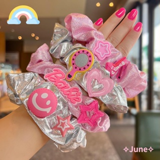 June ยางรัดผม แบบยืดหยุ่น สีพื้น แฟชั่น สําหรับตุ๊กตาบาร์บี้