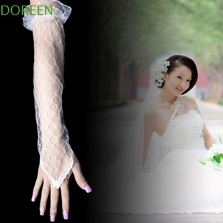 Doreen ถุงมือลูกไม้ โบว์ กันแดด ยืดหยุ่น อุปกรณ์เสริม ผู้หญิง แต่งงาน เจ้าสาว ถุงมือ