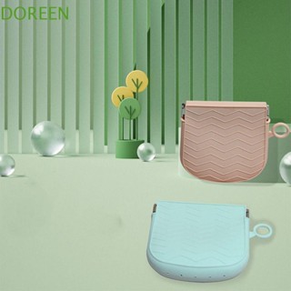 Doreen กระเป๋าเครื่องสําอาง กระเป๋าสตางค์ ซิลิโคน สีพื้น ปิดเองได้ อเนกประสงค์