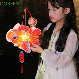 Doreen โคมไฟกลางฤดูใบไม้ร่วง วัสดุ DIY แฮนด์เมด โชคดี เรืองแสง สไตล์จีนโบราณ ของขวัญสําหรับเด็ก