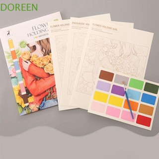 Doreen Gouache หนังสือกราฟฟิตี กระดาษพิเศษ พร้อมสีน้ํา ลายดอกไม้ที่น่าสนใจ สมุดระบายสี DIY สมุดวาดภาพ ของขวัญสําหรับเด็ก