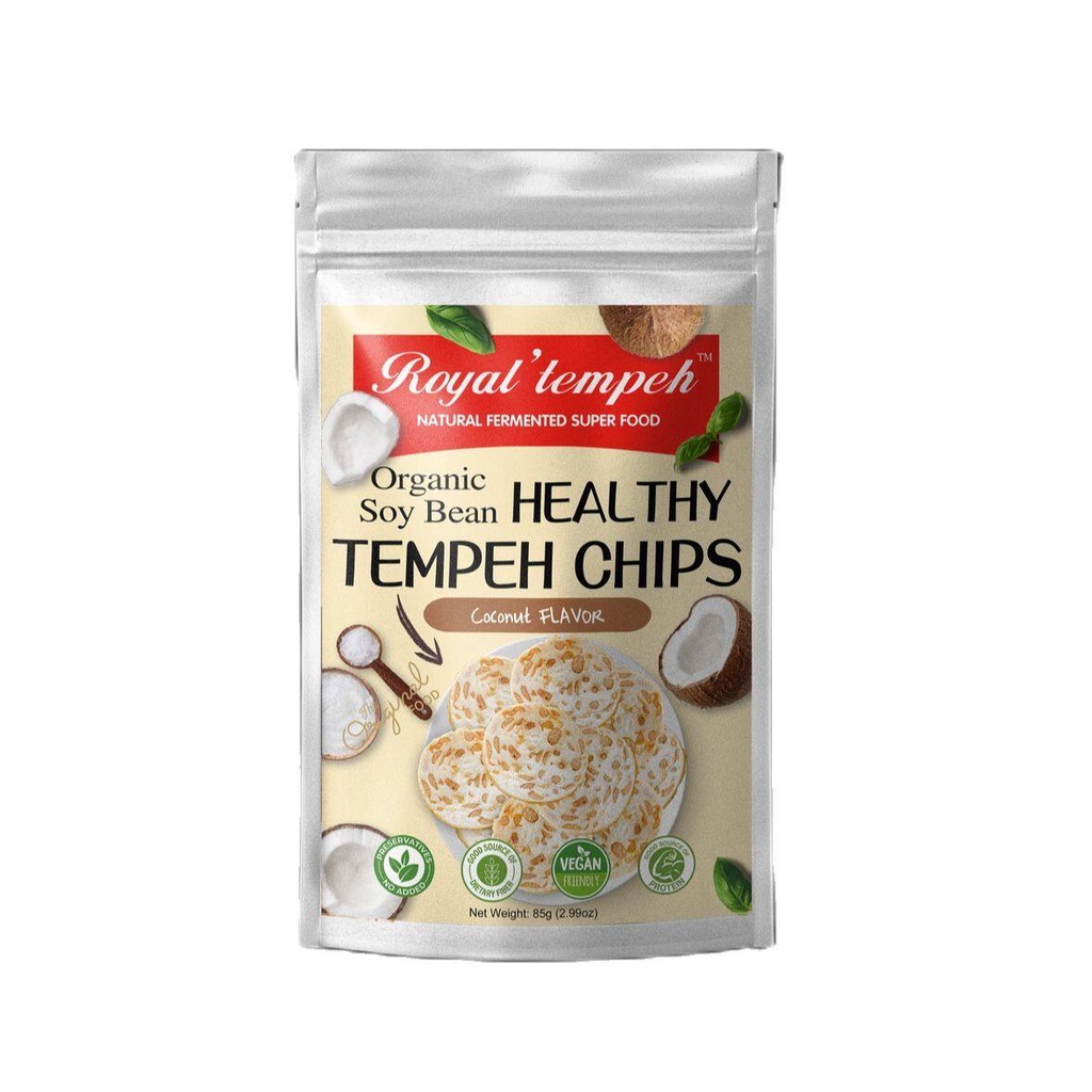 Healthy Tempeh Chips ผลิตจากถั่วเหลืองออร์แกนิก!! - โดย เทมเป้ของรอยัล - รสมะพร้าว - 80g - เฮลตี้สแน