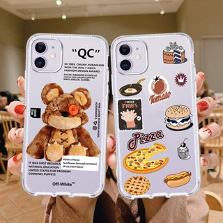 เคสโทรศัพท์มือถือแบบใส กันกระแทก ลายกราฟฟิตี้หมี สําหรับ IPhone 11 12 13 14 15 Promax 7 8 Plus X XS XR XSMAX 11Pro 12Pro 13Pro 14Pro 14Plus QMM