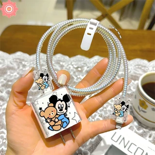 5 ใน 1สัตว์น่ารักสตรอเบอร์รี่หมีป้องกันสายเคเบิลข้อมูลแขนชุดน่ารักสายยิ้มกัดป้องกันเข้ากันได้สําหรับแอปเปิ้ล18/20วัตต์อะแดปเตอร์กรณีเคร