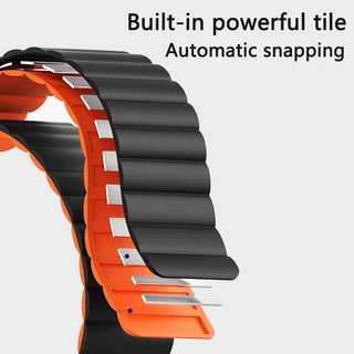 สายซิลิโคนแม่เหล็กสำหรับ Apple Watch iWatch Ultra ขนาด 49/45/44/42 มม. 41 มม. 40 มม. สายนาฬิกาอัจฉริยะแบบห่วงหัวเข็มขัดสำหรับ Series 11 10 9 8 7 SE 6 5 4 3