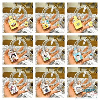 5 in 1 เคสอะแดปเตอร์สายชาร์จ ลายการ์ตูนชินจัง คิตตี้น่ารัก พร้อมสายสพันจ์บ็อบ กันกัด สําหรับ Apple 18 20W