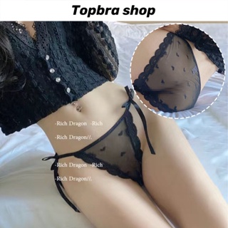 Topbra_shop กางเกงในตกแต่งลูกไม้ กางเกงในผู้หญิงเอวต่ำ ผ้าตาข่ายระบายอากาศ กางเกงในสามเหลี่ยม CDI06