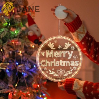 Jane โคมไฟ Led อะคริลิค ทรงกลม ลาย Merry Christmas 2024 สําหรับตกแต่งต้นคริสต์มาส ในร่ม