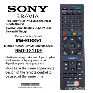 รีโมตคอนโทรลทีวี Led แบบเปลี่ยน สําหรับ Sony Bravia RM-ED054 RMT-TX110P