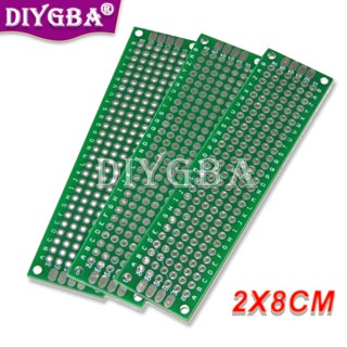 บอร์ดไฟเบอร์กลาส สองด้าน PCB 2X8 ซม. 2*8 ซม. สีเขียว สําหรับทดลอง 5 ชิ้น ต่อล็อต