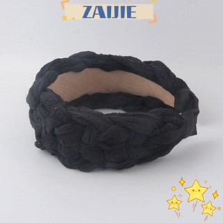 Zaijie24 ที่คาดผมถัก แบบหนา อุปกรณ์เสริมตกแต่ง ถักเปีย จีบ ที่คาดผม เรียบง่าย สานขอบกว้าง ที่คาดผมผู้หญิง