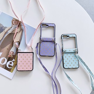 เคสโทรศัพท์มือถือหนัง ฝาพับ พร้อมสายสะพายไหล่ หรูหรา สําหรับ Samsung Z Flip 5 3 4