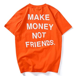 [S-5XL]แฟชั่นผู้ชายเสื้อยืดฤดูร้อน Tees Hip Hop พิมพ์ชาย Tshirt ชายผ้าฝ้ายแขนสั้น Make Money ไม่เพื่อน HH160