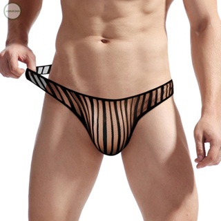 GORGEOUS~Mens Brief Mesh Pants Pouch Regular See-through Sexy Sheer Soft Striped