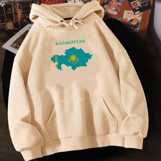 Kazakhstan เสื้อกันหนาวมีฮู้ด ผ้าฟลีซ ลายการ์ตูนอนิเมะ สไตล์ญี่ปุ่น วินเทจ สําหรับผู้หญิง