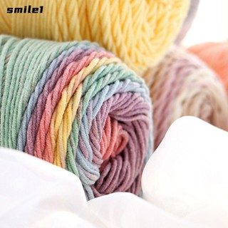 Smile ไหมพรมขนสัตว์ 100 กรัม ให้ความอบอุ่น สีรุ้ง DIY สําหรับถักโครเชต์