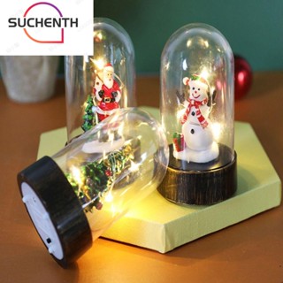 Suchenth โคมไฟ Led รูปซานตาคลอส สโนว์แมน 3 สี ใช้แบตเตอรี่ สําหรับตกแต่งบ้าน คริสต์มาส