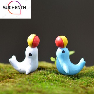 Suchenth ฟิกเกอร์ปลาโลมา พลาสติก เรซิน สีฟ้า สีขาว สําหรับตกแต่งกระถางต้นไม้ 12 ชิ้น