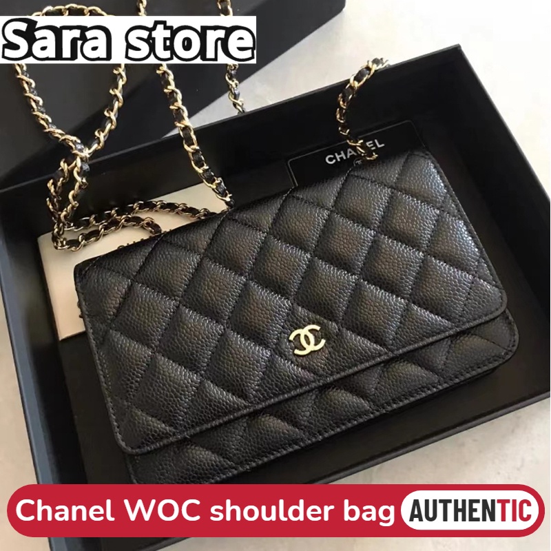ชาแนล Chanel woc Black Caviar Chain bag กระเป๋าโซ่ กระเป๋าสะพายข้างผู้หญิง