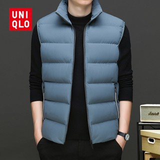 Uniqlo เสื้อแจ็กเก็ต คอปกตั้ง ผ้าฝ้าย แบบหนา แต่งแถบสะท้อนแสง มีซิป ให้ความอบอุ่น แฟชั่นฤดูหนาว สําหรับผู้ชาย 2023