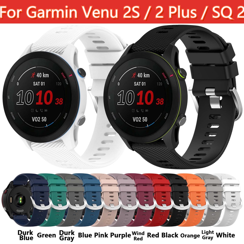 18 มม./20 มม./22 มม.ขนาดเล็กรูปแบบตารางสายนาฬิกาสําหรับ Garmin Venu 4 3 3S VENU 2S 2 Plus SQ 2 กีฬาสมาร์ทนาฬิกาสีทึบซิลิโคนเปลี่ยนสายรัดข้อมือ