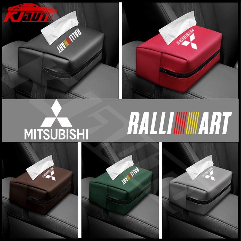 Mitsubishi กล่องทิชชู่ที่เท้าแขนรถยนต์ Ralliart Mirage G4 Triton Xpander Lancer ASX Outlander Attrage Pajero Eclipse กระเป๋าทิชชู่ ที่บังแดด เส้นผ่านศูนย์กลางกล่องเก็บของ