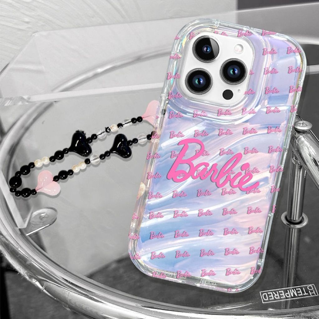 【Barbie Full Screen English】เคสโทรศัพท์มือถือ ซิลิโคนนิ่ม กันกระแทก ลายเลเซอร์ 3D หรูหรา สําหรับ iPhone 15 11 14 13 12 Pro XS Max X XR 7 8 Plus