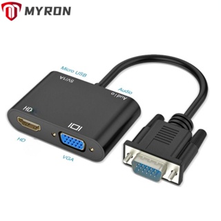 Myron อะแดปเตอร์ VGA เป็น HDMI 1080P สําหรับโปรเจคเตอร์ PC HDTV Conventer