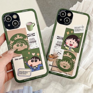 เคสโทรศัพท์มือถือหนัง ลายการ์ตูนชินจัง ป้องกันเลนส์กล้อง สําหรับ iPhone 14ProMax 13 12 11