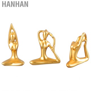 Hanhan 3pcs Yoga Girl Ornaments Innovative  Figure for Home Gym Gold