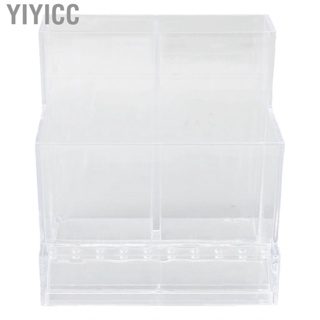 Yiyicc Makeup Brush Storage Box Clear Plastic Compartment Design Multifunctional Cosmetic Holder