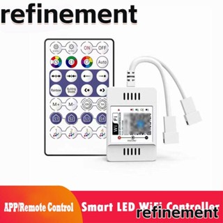 Refinement ตัวควบคุมไฟ LED WiFi 2048 พิกเซล พร้อมรีโมตควบคุม หรี่แสงได้ 28 คีย์ 144W DC5-24V สําหรับแถบไฟ WS2812B WS281 SM16703