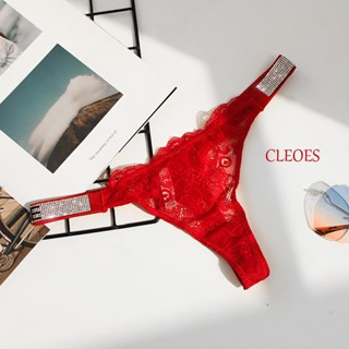 Cleoes กางเกงชั้นใน เอวต่ํา ผ้าลูกไม้ โปร่งใส