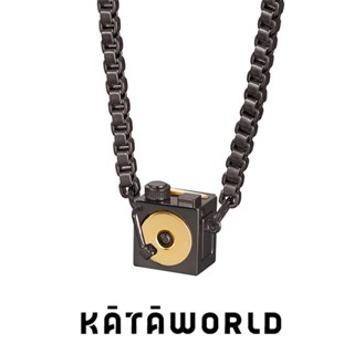 Kataworld สร้อยคอโซ่ จี้เครื่องเล่นแผ่นเสียง สีดํา สไตล์คู่รัก