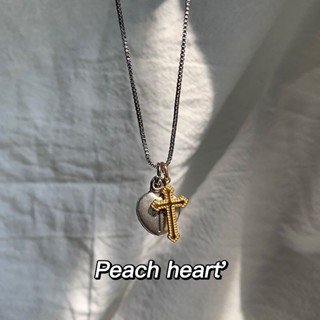 สร้อยคอ สายโซ่ จี้ตัวอักษร Peach Peach Heart Roman สไตล์ยุโรป และอเมริกา สําหรับผู้หญิง และผู้ชาย