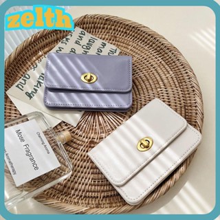 Zelth กระเป๋าสตางค์ หนัง PU ใบเล็ก จุของได้เยอะ สีพื้น ใส่บัตรได้ สําหรับผู้หญิง