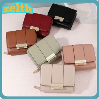 Zelth กระเป๋าสตางค์หนัง ใบสั้น มีซิป จุของได้เยอะ สีพื้น สําหรับผู้หญิง