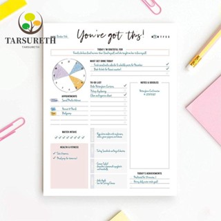 Tarsureth สมุดโน้ตแพลนเนอร์ ไม่ฉีกขาด 50 แผ่น สําหรับวางแผนประจําวัน