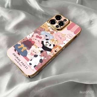 เคสโทรศัพท์มือถือแบบแข็ง ชุบไฟฟ้า ลายการ์ตูนสัตว์ สําหรับ Iphone 14Promax 14plus 14Pro 14 13Promax 13Pro 13 12Promax 12Pro 12 11Promax 11Pro 11 XSMAX XR 8plus