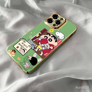 เคสโทรศัพท์มือถือแบบแข็ง ชุบไฟฟ้า ลายการ์ตูนชินจัง สําหรับ Iphone 14Promax 14plus 14Pro 14 13Promax 13Pro 13 12Promax 12Pro 12 11Promax 11Pro 11 XSMAX XR 8plus