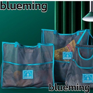 Blueming2 ถุงตาข่ายเก็บผัก และผลไม้ ขนาดใหญ่ จุของได้เยอะ เก็บง่าย สีฟ้า สําหรับช้อปปิ้ง