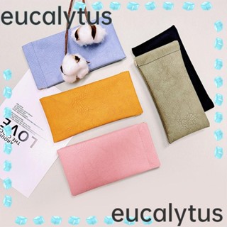 Eucalytus1 กระเป๋าใส่แว่นตาอ่านหนังสือ PU นิ่ม กันน้ํา สีเขียว สีฟ้า สีชมพู สีส้ม เรียบง่าย สําหรับผู้ชาย 3 ชิ้น